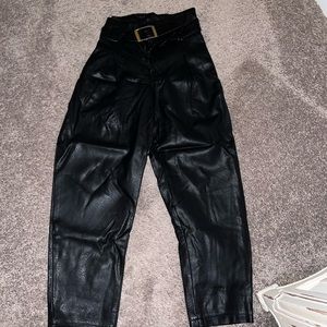 Vegan leather buckle pants
